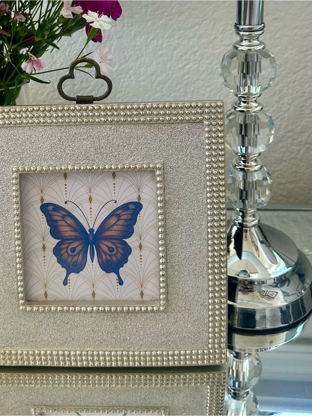 Nicole Miller Silver-Tone Beaded Picture Frame
